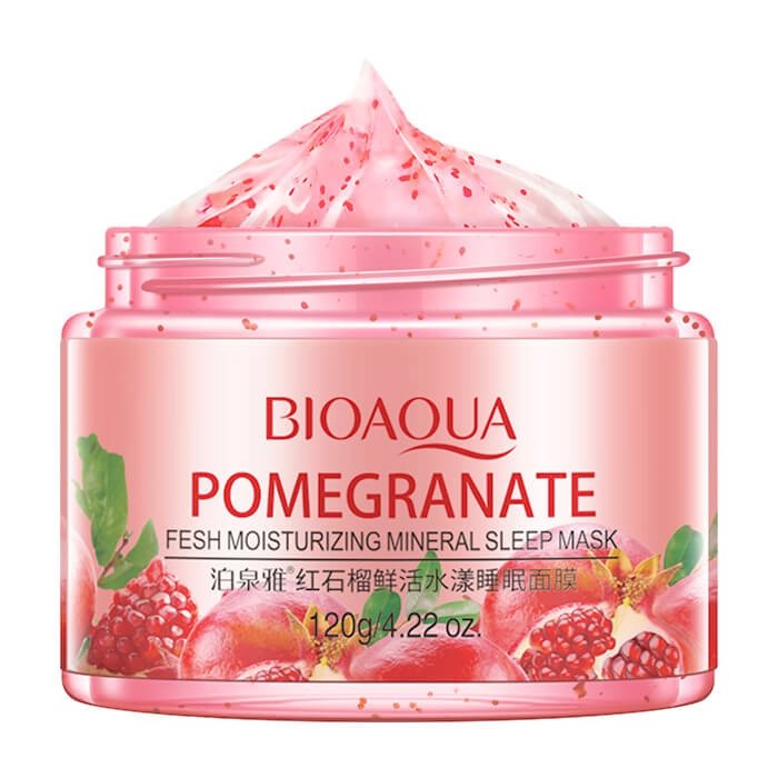 Ночная маска для лица с гиалуроновой кислотой и экстрактом граната Bioaqua Pomergranate Fresh Moisturizing Mineral Sleep Mask