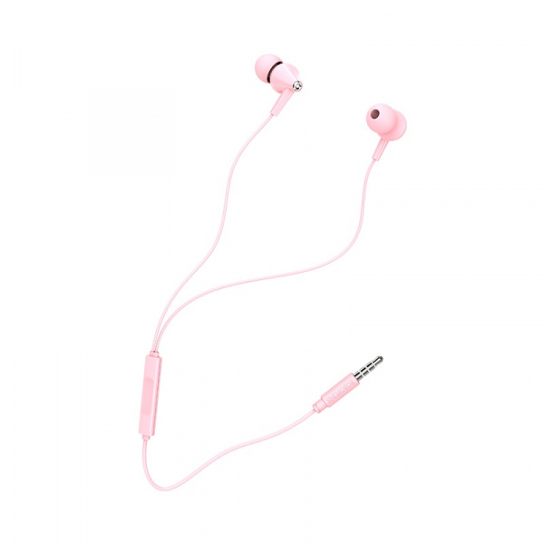Проводные наушники BOROFONE BM49 Player, Jack 3.5mm, 1.2 м, розовый, контроллер с микрофоном
