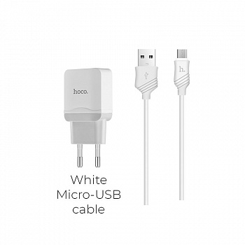 Комплект зарядки Micro USB Hoco C22A, 1 USB, 2.4А, белый