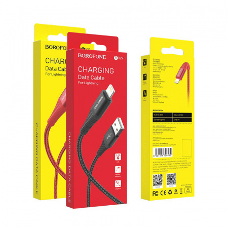 Кабель Borofone BX29 Endurant, lightning, 1 м, красный