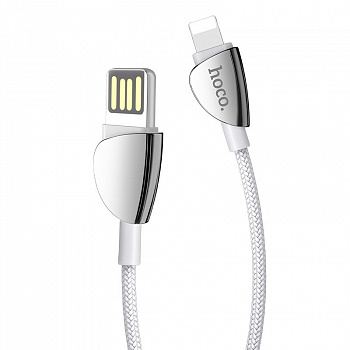 Кабель Hoco U62, lightning, 1.2 м, серебристый