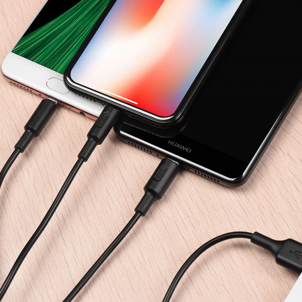Кабель 3 в 1 Hoco X25, lightning, micro USB, USB Type-C, черный