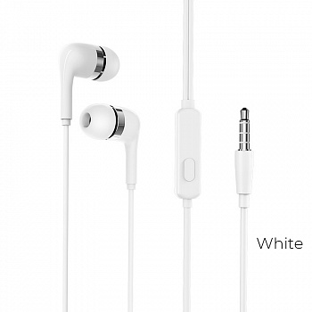 Проводные наушники BOROFONE BM39 Refined, Jack 3.5mm, 1.2 м, Белый, контроллер с микрофоном