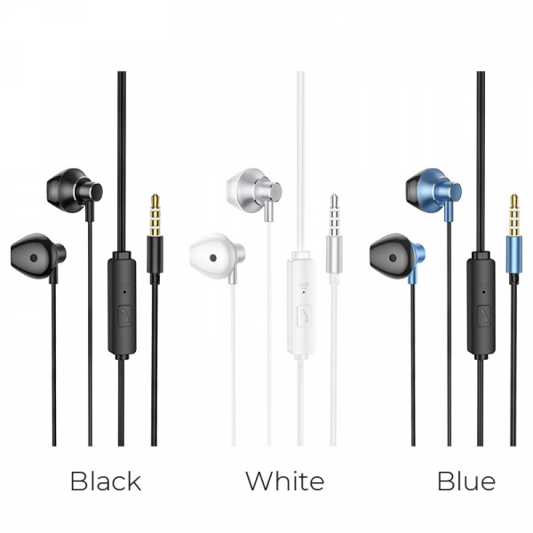 Проводные наушники HOCO M75 Belle, Jack 3.5mm, Черный, контроллер с микрофоном