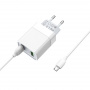 Зарядное устройство BOROFONE BA39A Speedway MicroUSB, 3A, белый, кабель BX19 Huiyi