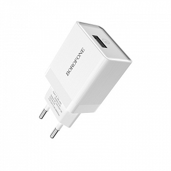 Сетевое зарядное устройство Borofone BA17A QC3.0, 1 USB, Quick Charge 3.0, белый