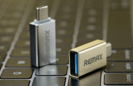 Переходник Remax RA-OTG1, USB - USB Type-C, золотой