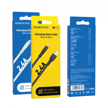 Кабель Borofone BX23 Wide power USB - micro USB, 1 м белый