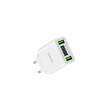 Сетевое зарядное устройство Hoco C25A, 2 USB, 2.2А, белый