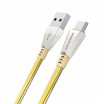 Кабель Borofone BU2 ZincJet, USB - USB Type-C, 1.2 м, золотой