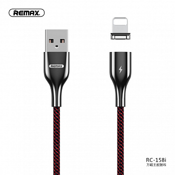 Кабель Remax Magnetic RC-158i, lightning, 1 м, красный