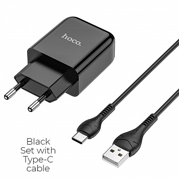 Зарядное устройство HOCO N2 Vigour single, 2A, черный, кабель Type-C
