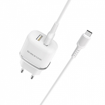 Комплект зарядки Micro USB Borofone BA25A, 2 USB, 2.4А, белый