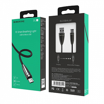 Кабель Borofone BU3 BlinkJet  USB - micro USB, 1.2 м черный