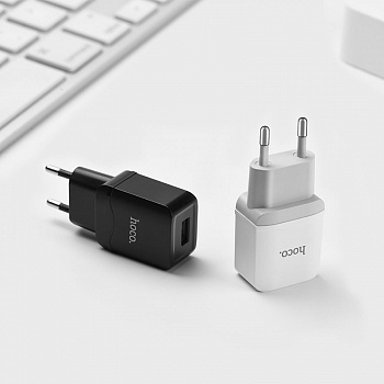 Сетевое зарядное устройство Hoco C22A, 1 USB, 2.4А, черный