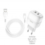 Зарядное устройство HOCO C77A Highway, 2.4A, белый, кабель Type-C