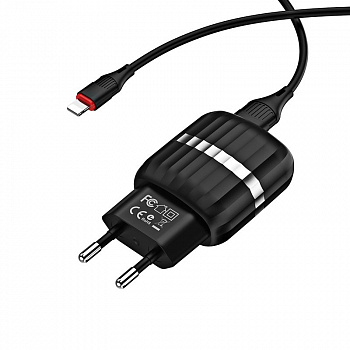Комплект зарядки lightning Borofone BA24A, 2USB 2.1A, белый