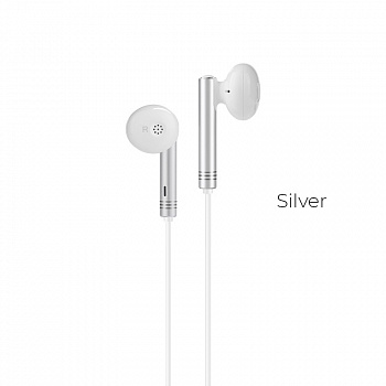 Проводные наушники HOCO M22 Spirited Rhyme, Jack 3.5mm, 1.2 м, серебристый, контроллер с микрофоном