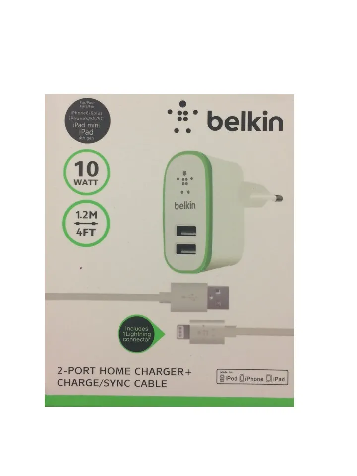 Belkin сетевое зарядное устройство с двумя портами и кабелем для IPhone