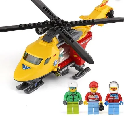 Конструктор Cities Вертолет скорой помощи 208 деталей