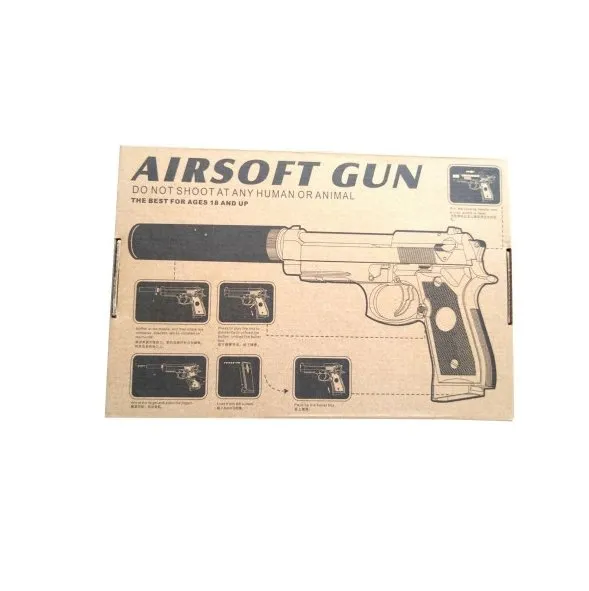 Пистолет для страйкбола с глушителем Airsoft Gun C18+ (Beretta M9A1)