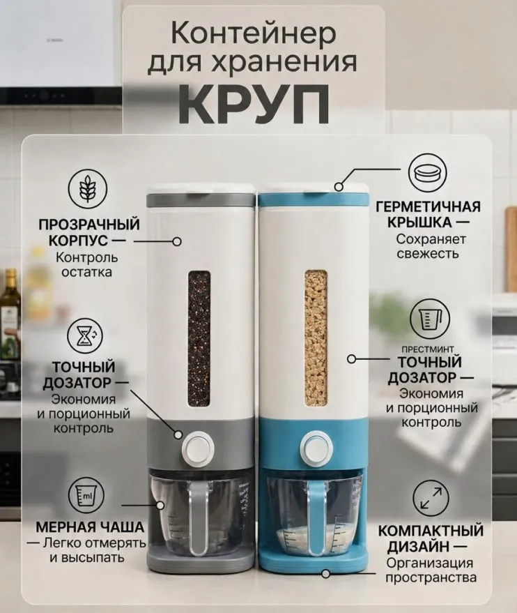Диспенсер-органайзер Rice barrel для хранения круп и специй
